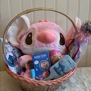 Pink Disney Stitch Plush Easter Basket - Cute Gift Set